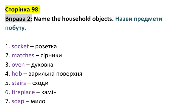 Відповідь до вправи 2, сторінка 98 - ГДЗ Англійська мова 4 клас Мітчелл 2026