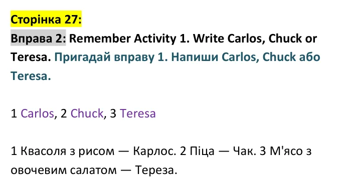 p27-ex2 Відповідь до вправи 2, сторінка 27 - ГДЗ Англійська мова 4 клас Пухта 2026 робочий зошит