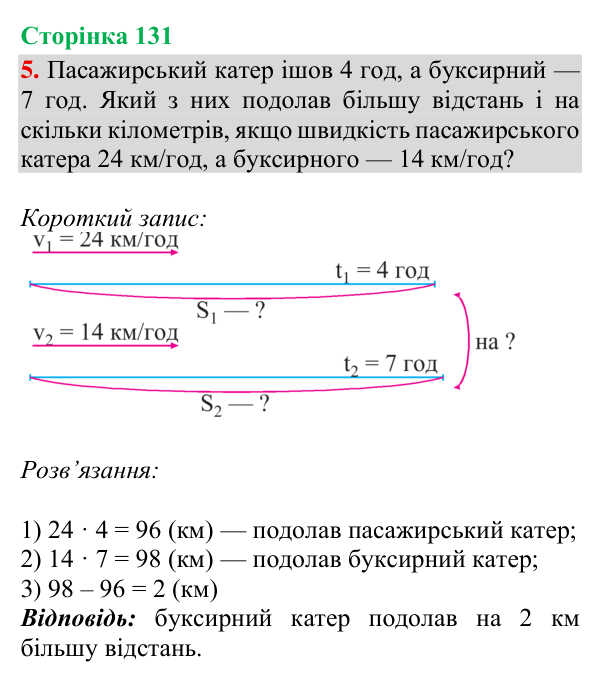 Відповідь до завдання 5, сторінка 131 - ГДЗ Математика 4 клас Богданович 2026 частина 1