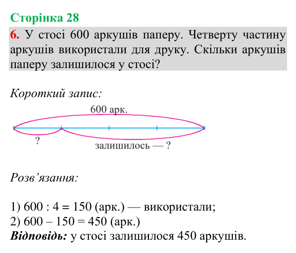 Відповідь до завдання 6, сторінка 28 - ГДЗ Математика 4 клас Богданович 2026 частина 1