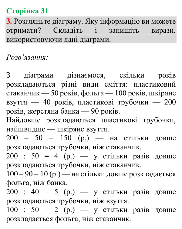 Відповідь до завдання 3, сторінка 31 - ГДЗ Математика 4 клас Богданович 2026 частина 1