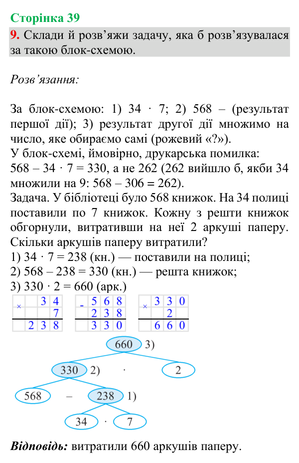 Відповідь до завдання 9, сторінка 39 - ГДЗ Математика 4 клас Богданович 2026 частина 1