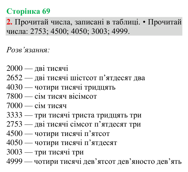 Відповідь до завдання 2, сторінка 69 - ГДЗ Математика 4 клас Богданович 2026 частина 1