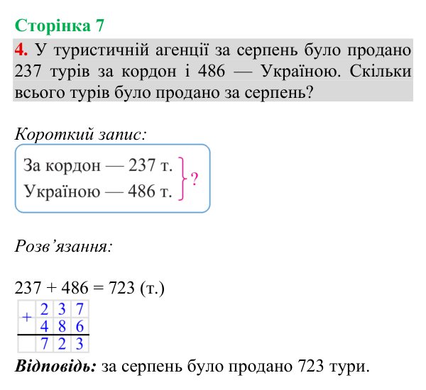 Відповідь до завдання 4, сторінка 7 - ГДЗ Математика 4 клас Богданович 2026 частина 1