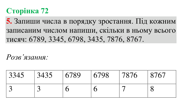 Відповідь до завдання 5, сторінка 72 - ГДЗ Математика 4 клас Богданович 2026 частина 1