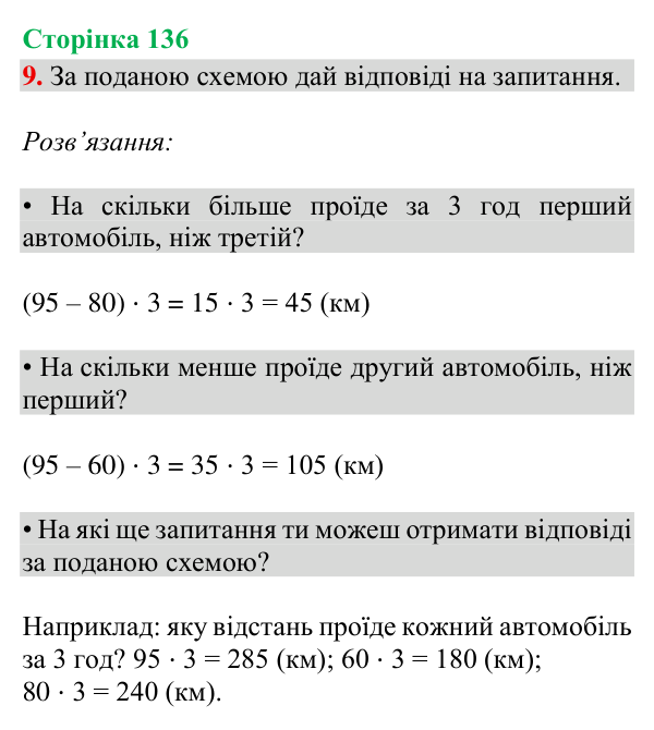 Відповідь до завдання 9, сторінка 136 - ГДЗ Математика 4 клас Богданович 2026 частина 2