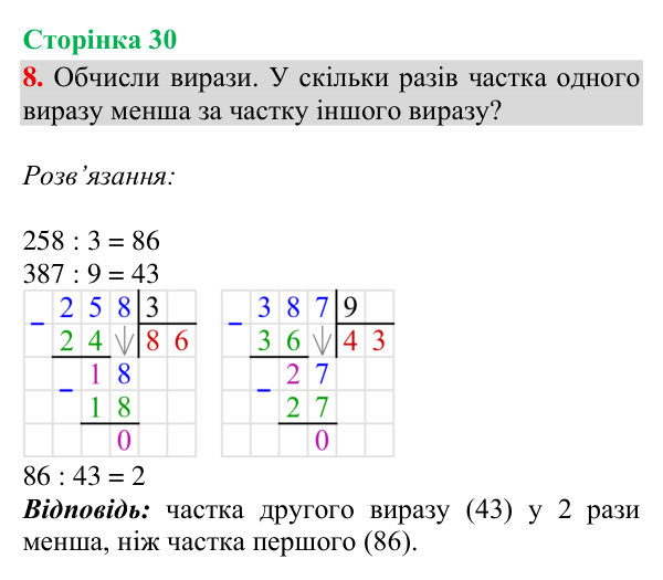 Відповідь до завдання 8, сторінка 30 - ГДЗ Математика 4 клас Богданович 2026 частина 2