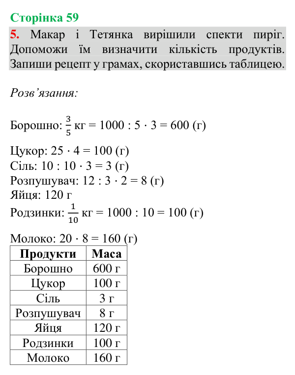 Відповідь до завдання 5, сторінка 59 - ГДЗ Математика 4 клас Богданович 2026 частина 2