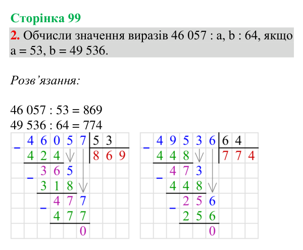 Відповідь до завдання 2, сторінка 99 - ГДЗ Математика 4 клас Богданович 2026 частина 2