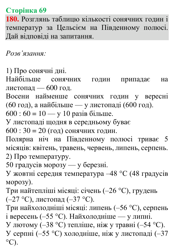 Завдання № 180 Відповідь до завдання № 180, сторінка 69 - ГДЗ Математика 4 клас Гісь 2026 частина 1