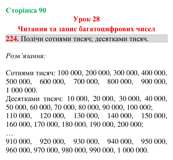 Завдання № 224 Відповідь до завдання № 224, сторінка 90 - ГДЗ Математика 4 клас Гісь 2026 частина 1