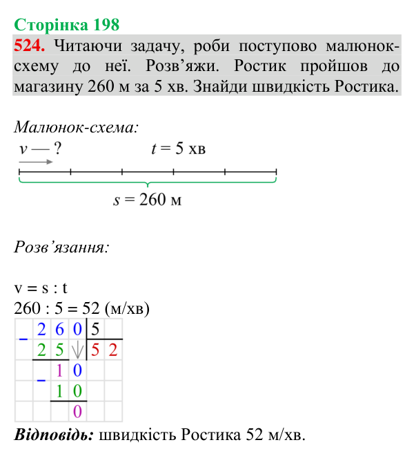 Завдання № 524 Відповідь до завдання № 524, сторінка 198 - ГДЗ Математика 4 клас Гісь 2026 частина 1