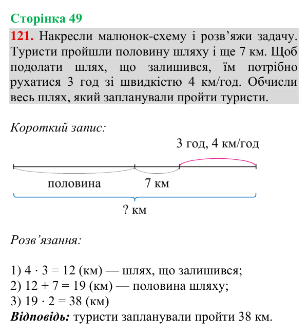 Завдання № 121 Відповідь до завдання № 121, сторінка 49 - ГДЗ Математика 4 клас Гісь 2026 частина 2