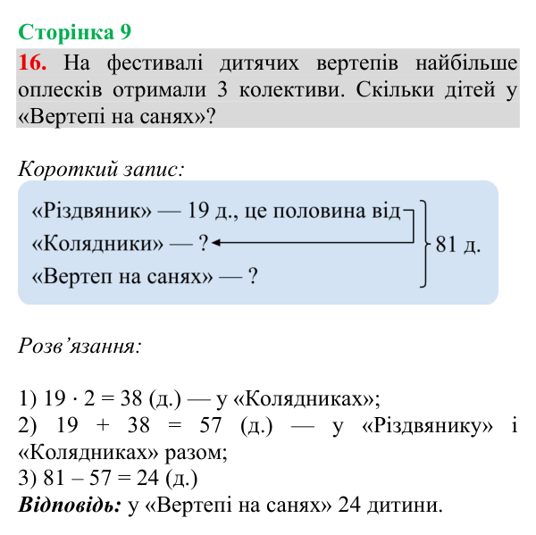 Відповідь до завдання № 16, сторінка 9 - ГДЗ Математика 4 клас Гісь 2026 частина 2
