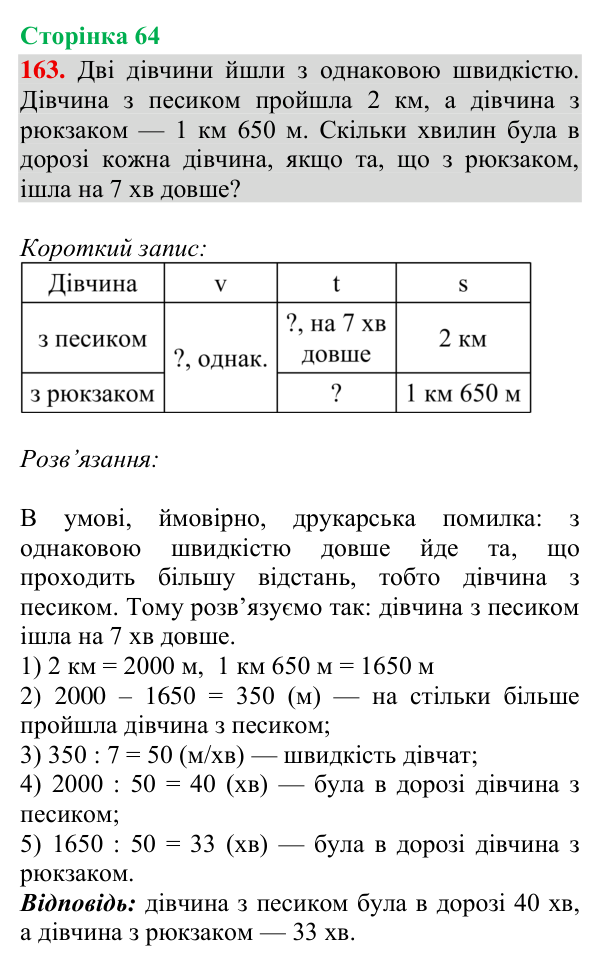 Відповідь до завдання № 163, сторінка 64 - ГДЗ Математика 4 клас Гісь 2026 частина 2