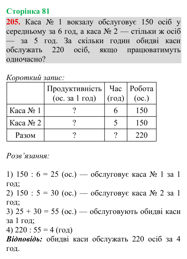 Завдання № 205 Відповідь до завдання № 205, сторінка 81 - ГДЗ Математика 4 клас Гісь 2026 частина 2