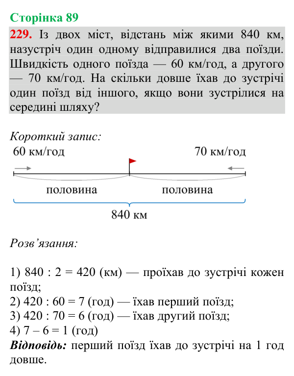 Завдання № 229 Відповідь до завдання № 229, сторінка 89 - ГДЗ Математика 4 клас Гісь 2026 частина 2