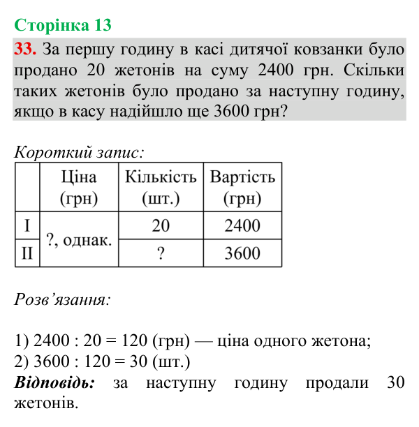 Відповідь до завдання № 33, сторінка 13 - ГДЗ Математика 4 клас Гісь 2026 частина 2