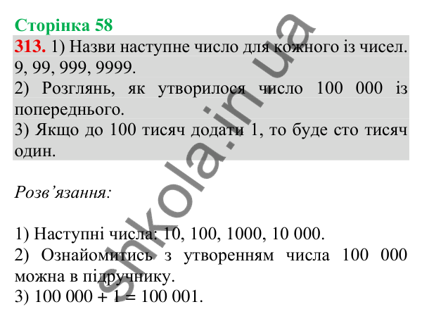 Відповідь до завдання № 313, сторінка 58 - ГДЗ Математика 4 клас Листопад 2026 частина 1