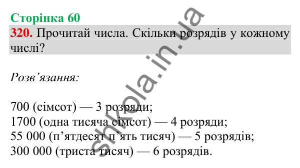 Відповідь до завдання № 320, сторінка 60 - ГДЗ Математика 4 клас Листопад 2026 частина 1