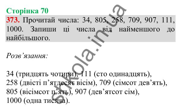 Відповідь до завдання № 373, сторінка 70 - ГДЗ Математика 4 клас Листопад 2026 частина 1