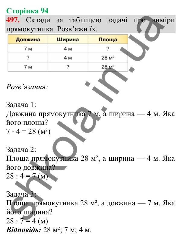Відповідь до завдання № 497, сторінка 94 - ГДЗ Математика 4 клас Листопад 2026 частина 1