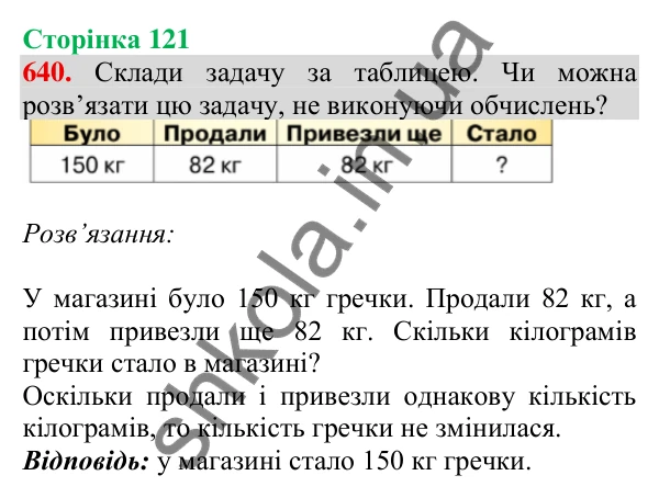 Відповідь до завдання № 640, сторінка 121 - ГДЗ Математика 4 клас Листопад 2026 частина 1