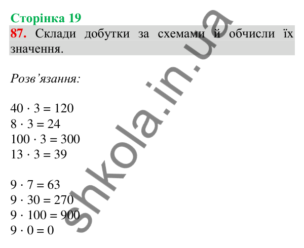 Відповідь до завдання № 87, сторінка 19 - ГДЗ Математика 4 клас Листопад 2026 частина 1