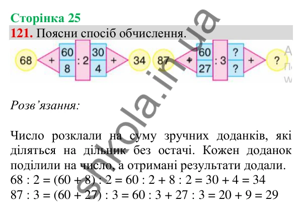 Відповідь до завдання № 121, сторінка 25 - ГДЗ Математика 4 клас Листопад 2026 частина 2
