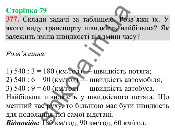 Відповідь до завдання № 377, сторінка 79 - ГДЗ Математика 4 клас Листопад 2026 частина 2