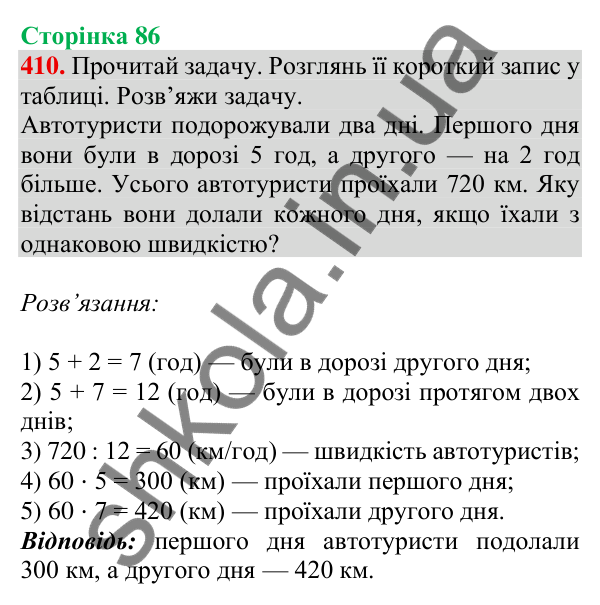Відповідь до завдання № 410, сторінка 86 - ГДЗ Математика 4 клас Листопад 2026 частина 2