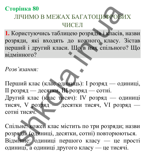 Відповідь до завдання 1, сторінка 80 - ГДЗ Математика 4 клас Скворцова 2026 частина 1