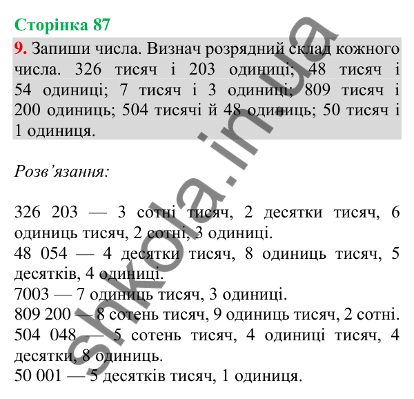 Відповідь до завдання 9, сторінка 87 - ГДЗ Математика 4 клас Скворцова 2026 частина 1