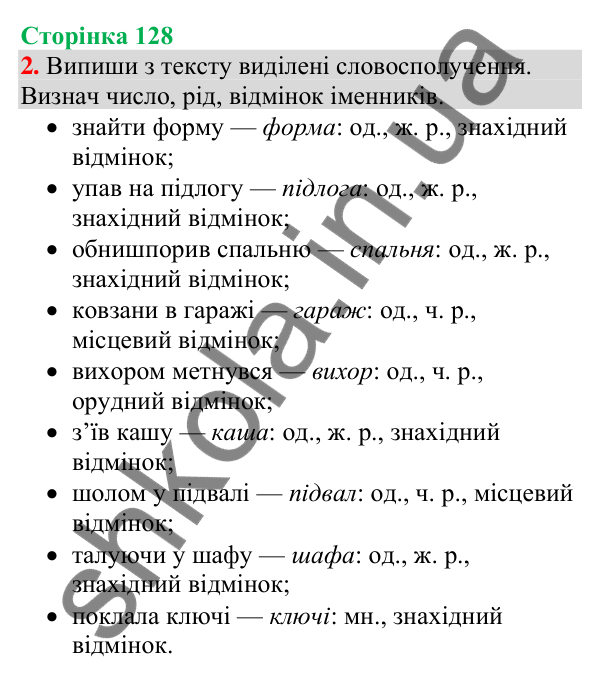 Відповідь до завдання 2, сторінка 128 - ГДЗ Українська мова та читання 4 клас Большакова 2026 частина 1