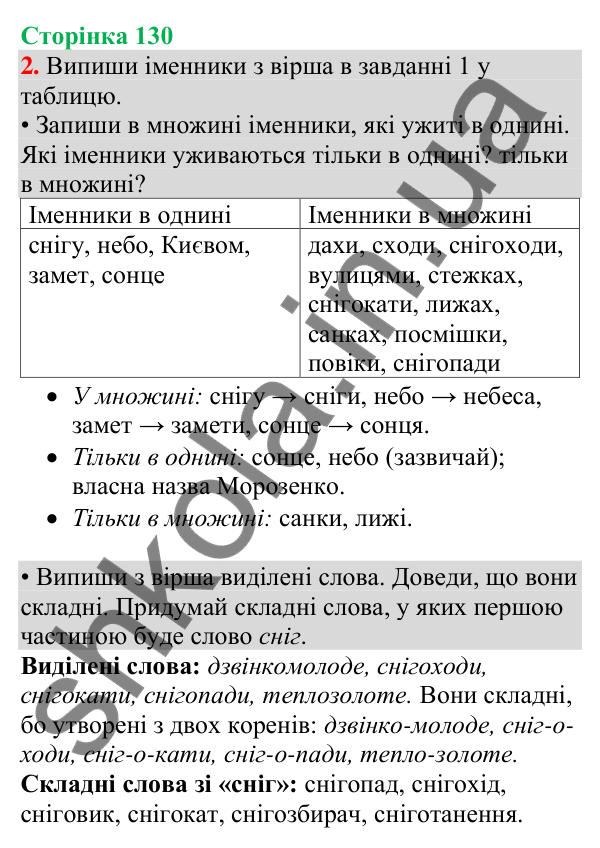 Відповідь до завдання 2, сторінка 130 - ГДЗ Українська мова та читання 4 клас Большакова 2026 частина 1