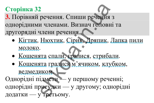 Відповідь до завдання 3, сторінка 32 - ГДЗ Українська мова та читання 4 клас Большакова 2026 частина 1
