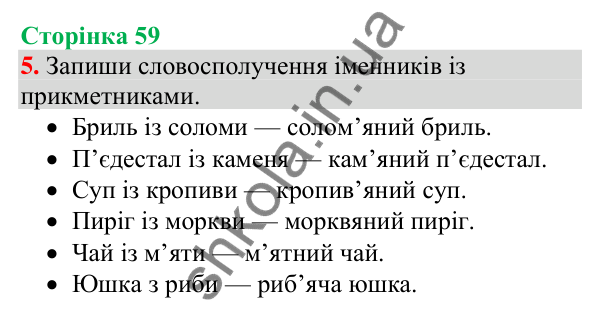 Відповідь до завдання 5, сторінка 59 - ГДЗ Українська мова та читання 4 клас Большакова 2026 частина 1