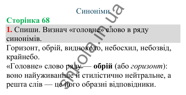 Відповідь до завдання 1, сторінка 68 - ГДЗ Українська мова та читання 4 клас Большакова 2026 частина 1