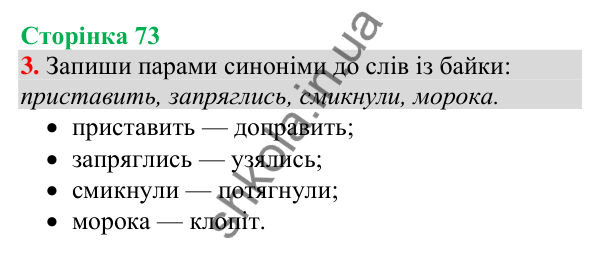Відповідь до завдання 3, сторінка 73 - ГДЗ Українська мова та читання 4 клас Большакова 2026 частина 1