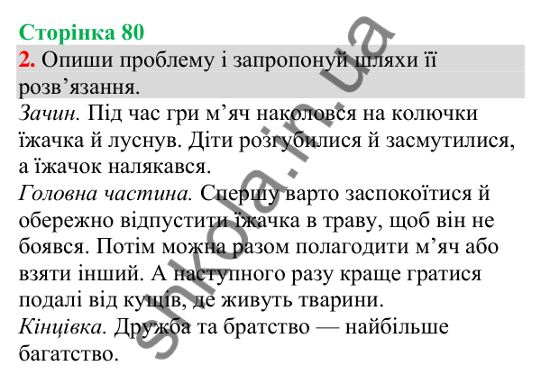 Відповідь до завдання 2, сторінка 80 - ГДЗ Українська мова та читання 4 клас Большакова 2026 частина 1