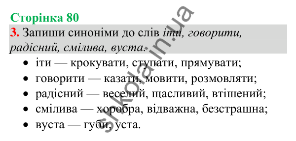 Відповідь до завдання 3, сторінка 80 - ГДЗ Українська мова та читання 4 клас Большакова 2026 частина 1