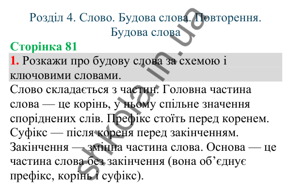 Відповідь до завдання 1, сторінка 81 - ГДЗ Українська мова та читання 4 клас Большакова 2026 частина 1