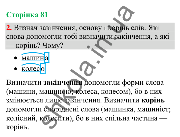 Відповідь до завдання 2, сторінка 81 - ГДЗ Українська мова та читання 4 клас Большакова 2026 частина 1
