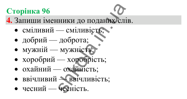 Відповідь до завдання 4, сторінка 96 - ГДЗ Українська мова та читання 4 клас Большакова 2026 частина 1