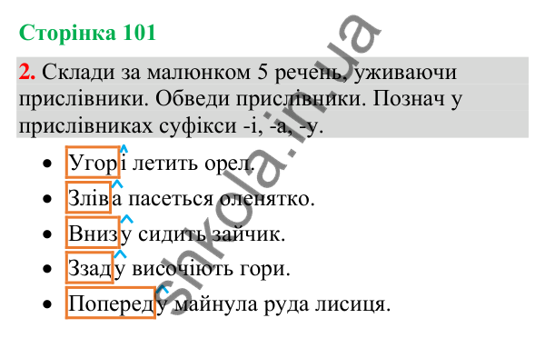 Відповідь до завдання 2, сторінка 101 - ГДЗ Українська мова та читання 4 клас Большакова 2026 частина 2
