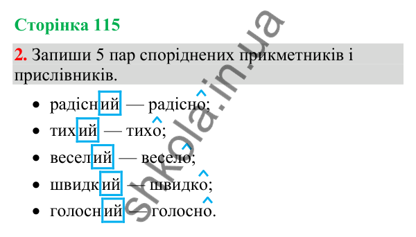 Відповідь до завдання 2, сторінка 115 - ГДЗ Українська мова та читання 4 клас Большакова 2026 частина 2