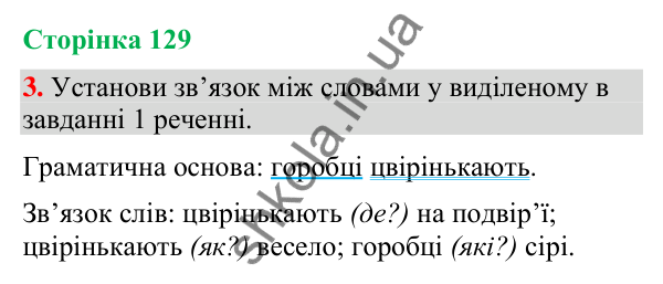 Відповідь до завдання 3, сторінка 129 - ГДЗ Українська мова та читання 4 клас Большакова 2026 частина 2