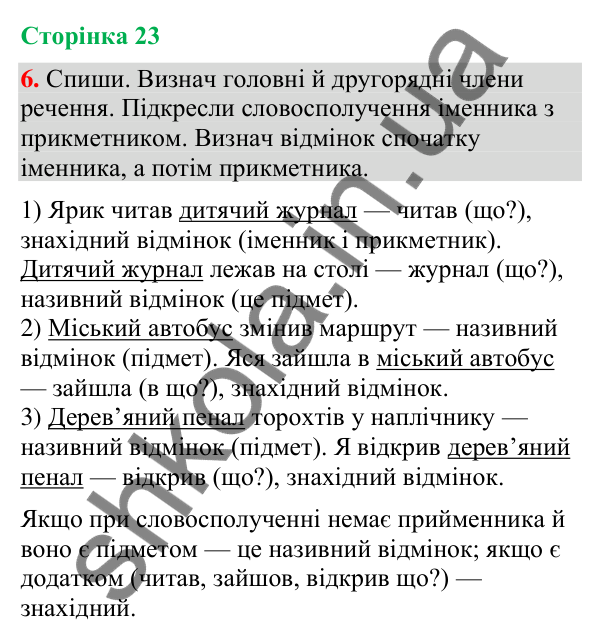 Відповідь до завдання 6, сторінка 23 - ГДЗ Українська мова та читання 4 клас Большакова 2026 частина 2