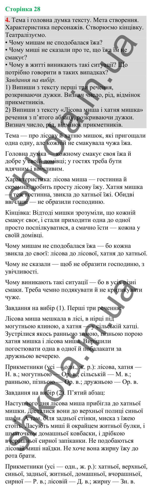 Відповідь до завдання 4, сторінка 28 - ГДЗ Українська мова та читання 4 клас Большакова 2026 частина 2