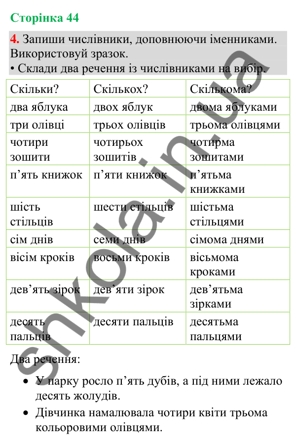 Відповідь до завдання 4, сторінка 44 - ГДЗ Українська мова та читання 4 клас Большакова 2026 частина 2